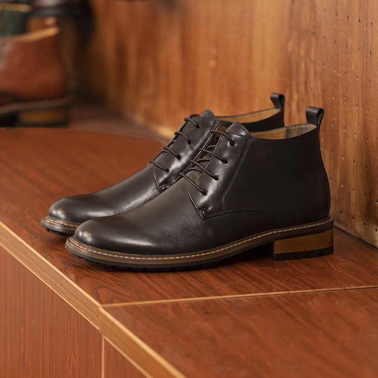 Men's High-top Short Boots Men's Shoes Round Toe Martin foto 4