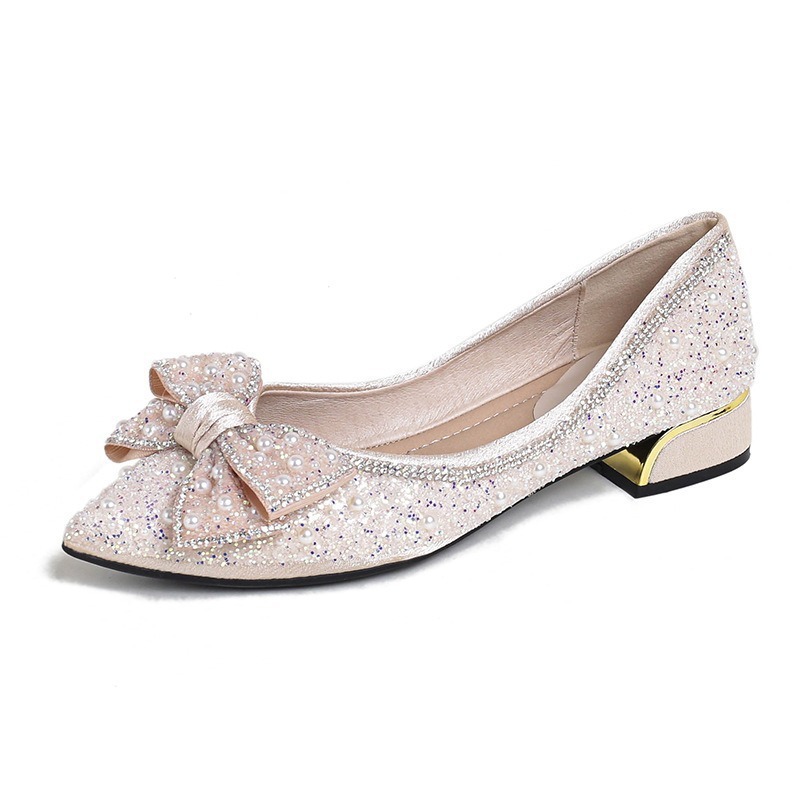 Dignified Rhinestone Bow Flat Temperament Leisure Shoes foto 3