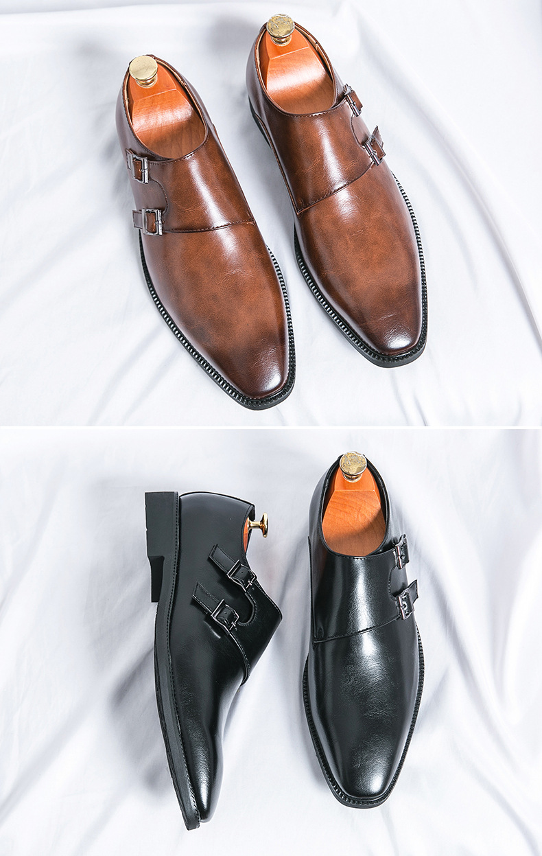 Business Formal Wear Leather Shoes Men's Casual Three Joint Pumps Mengke Buckle Office Wedding Shoes foto 2