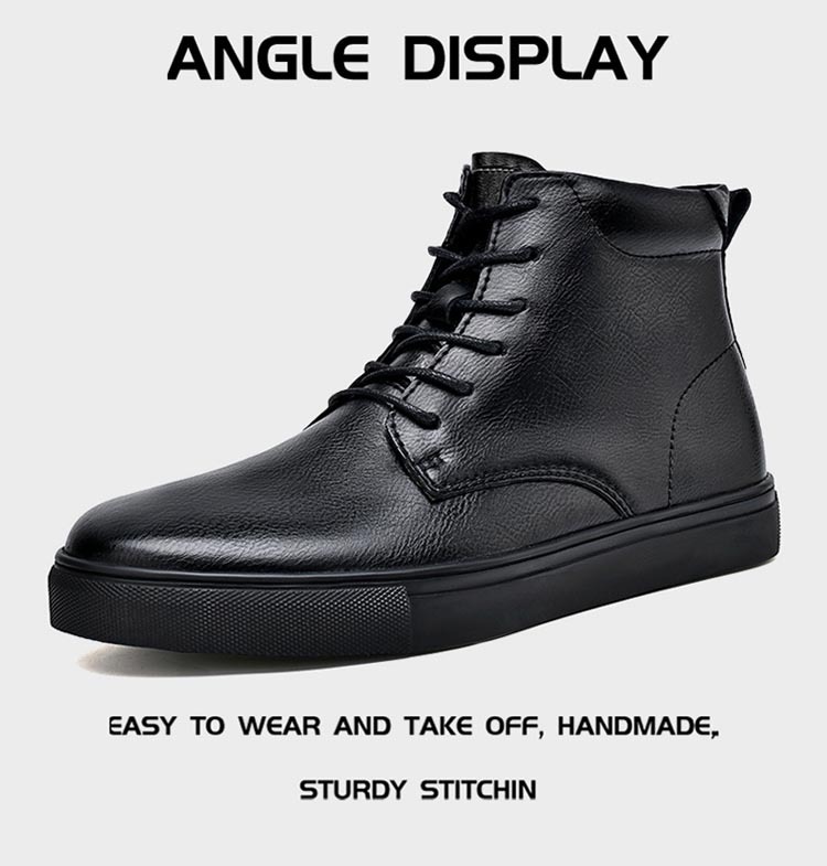 Plus Size High-top Board Shoe Men's Cowhide Casual Flat Martens Boots foto 3