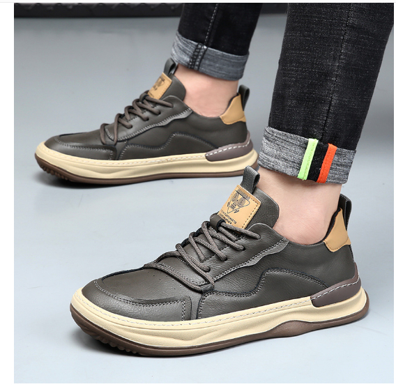Genuine Leather Men's Shoes Thick Bottom Breathable Hollowed Leisure foto 4