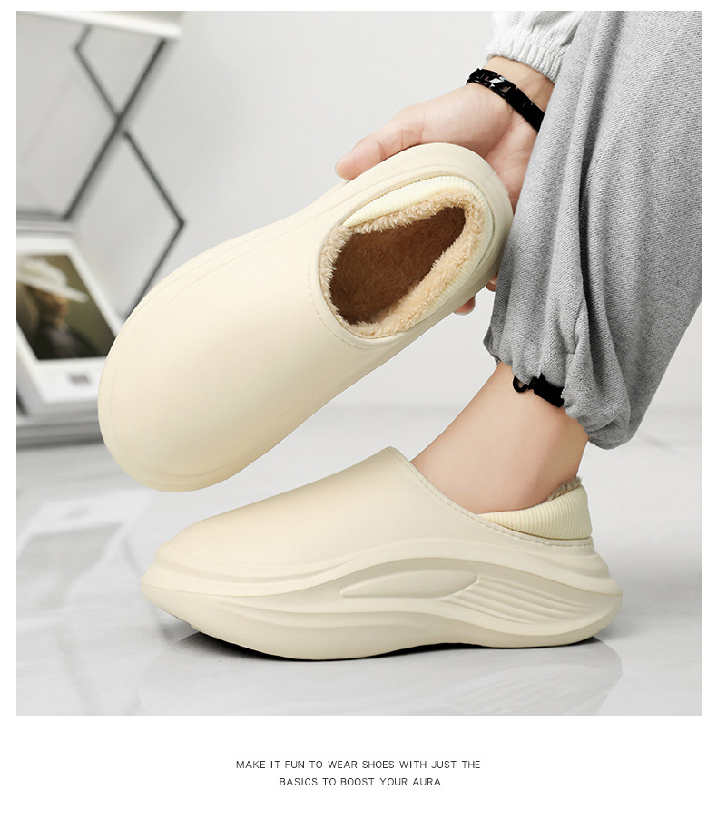 Cotton Slippers Men's Winter Bag Heel Fleece-lined foto 3