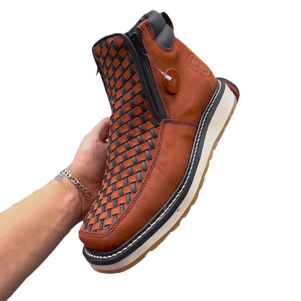 Side Zipper European And American Retro Hand-woven Western Cowboy Boot foto 3