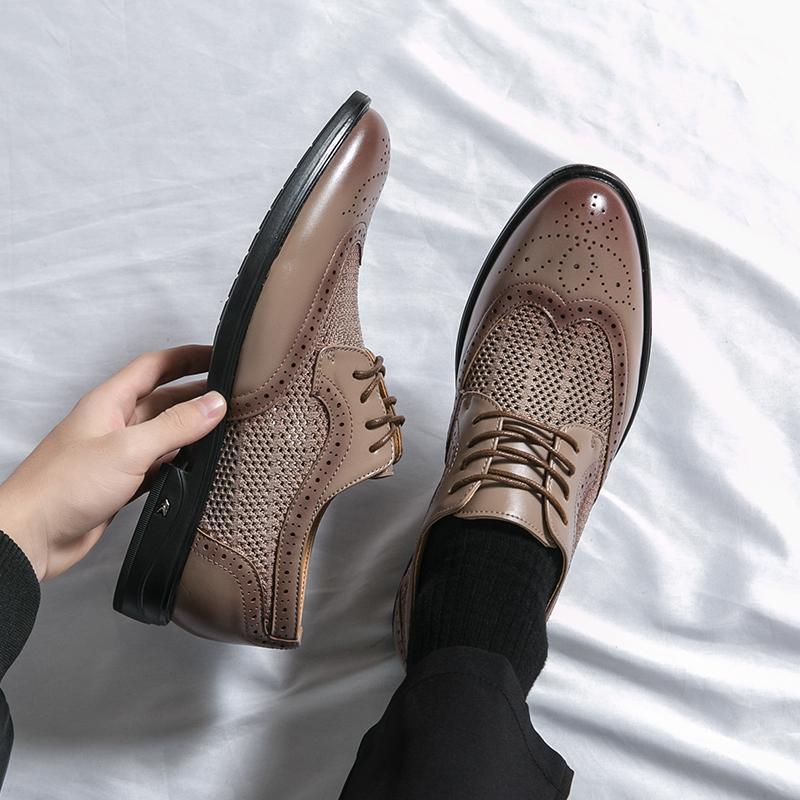 Men's Leather Shoes Breathable Business Formal Wear Round Toe foto 2