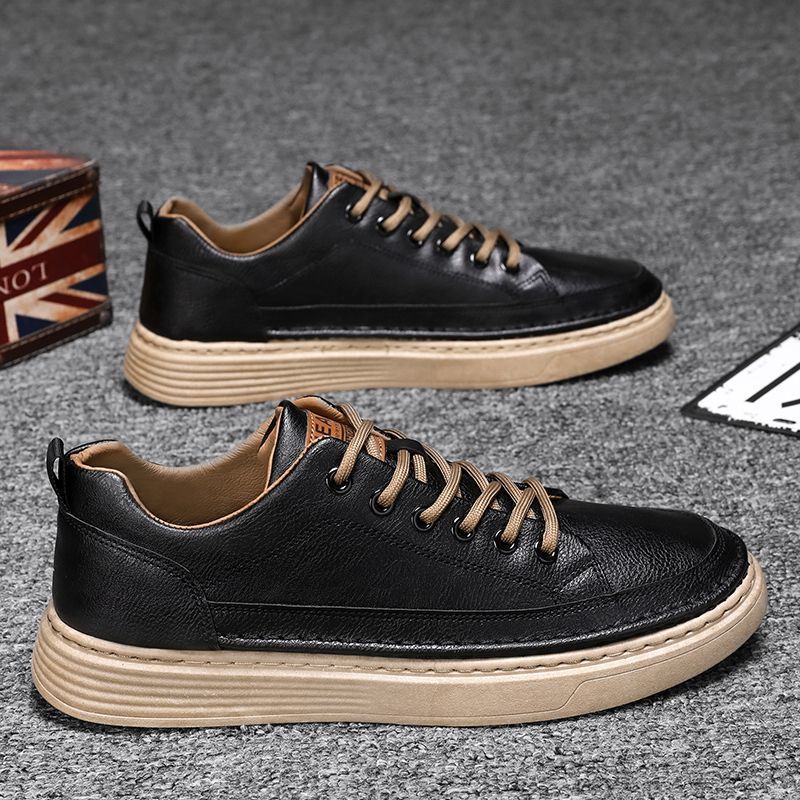 Men's Shoes Spring New Versatile Black Casual Leather foto 4