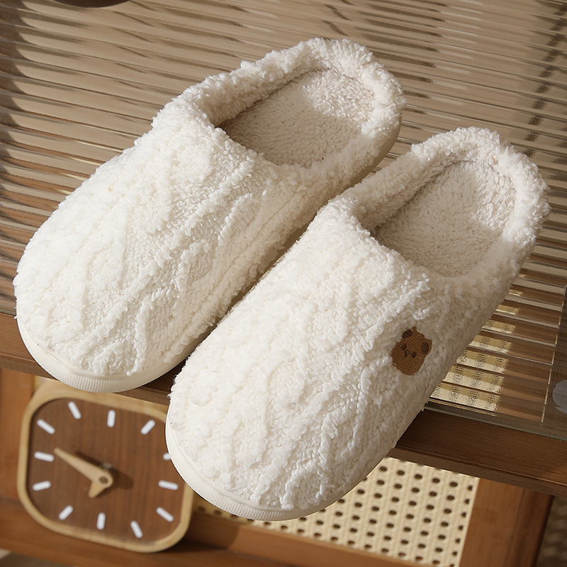 Thick-soled, Warm Plaid Plush Slippers For Indoor Winter Wear foto 5