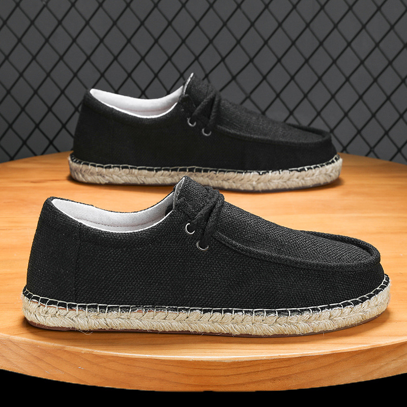 Men's Straw Fisherman Summer Canvas Casual Old Linen Tide Cloth Shoes foto 2