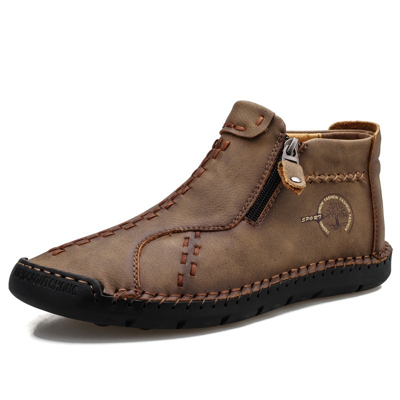 High-top Handmade Leather Shoes Thick Bottom Boots foto 2