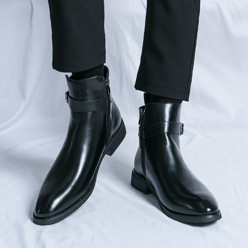 Plus Size Chelsea Boots Men's Fashion High-top Leather Shoes foto 5