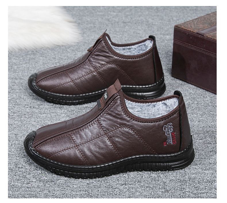 Winter Men's Warm Velvet Padded Thickened Waterproof Non-slip Elderly Cotton Boots foto 3