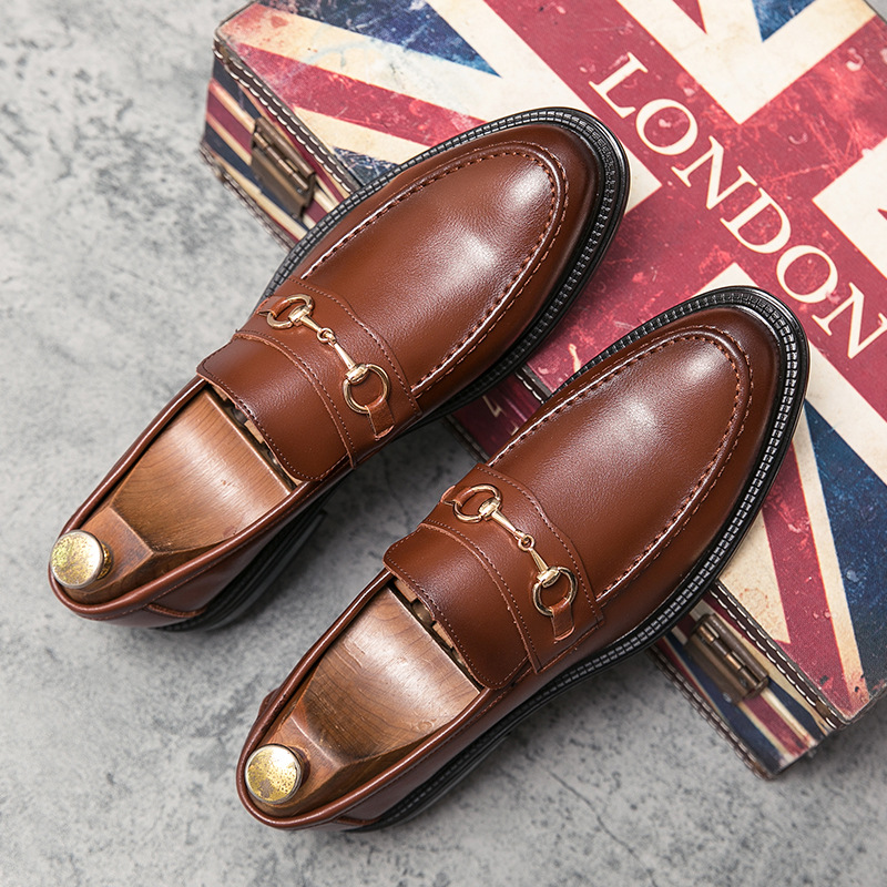 All-match Fashion Pointed Casual Leather Shoes Slip-on foto 3