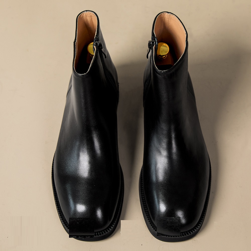Men's Casual Square Toe Leather High-top Boots foto 2