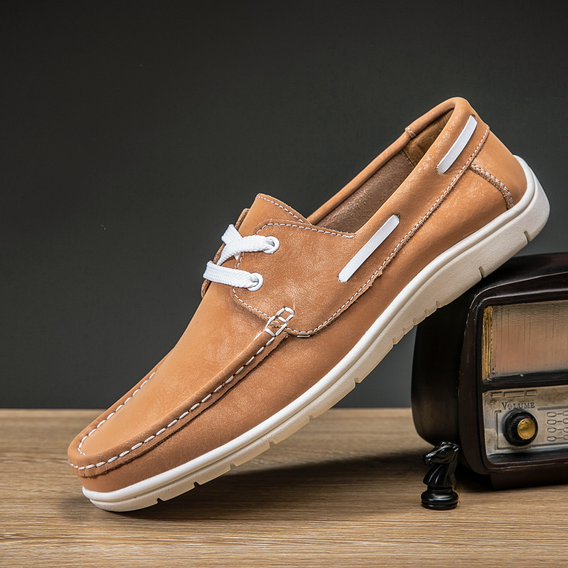 Men's Versatile Low Cut Frosted Cowhide Single Shoes foto 4
