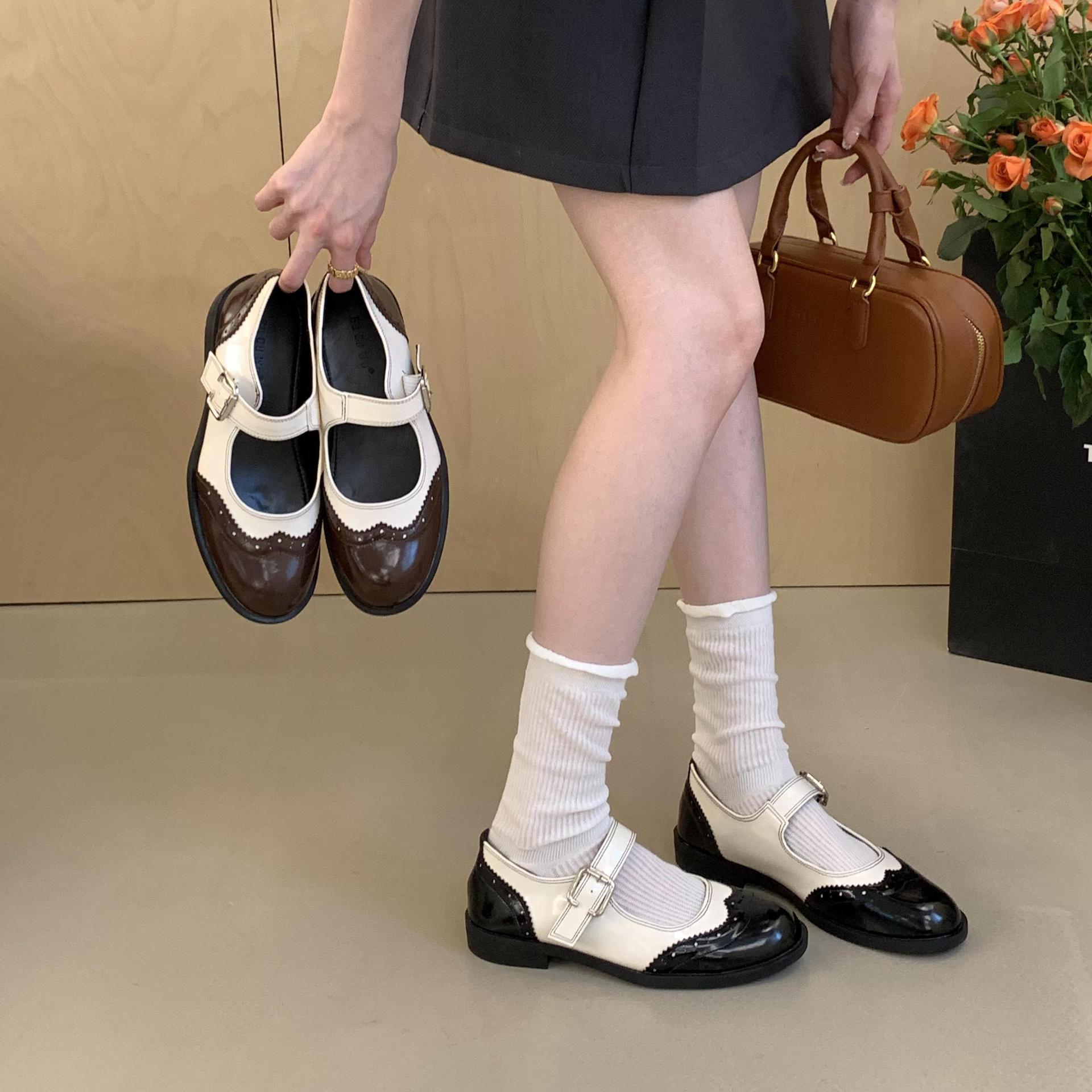 Chunky Heel Retro Minority Mary Jane Leather Shoes foto 4