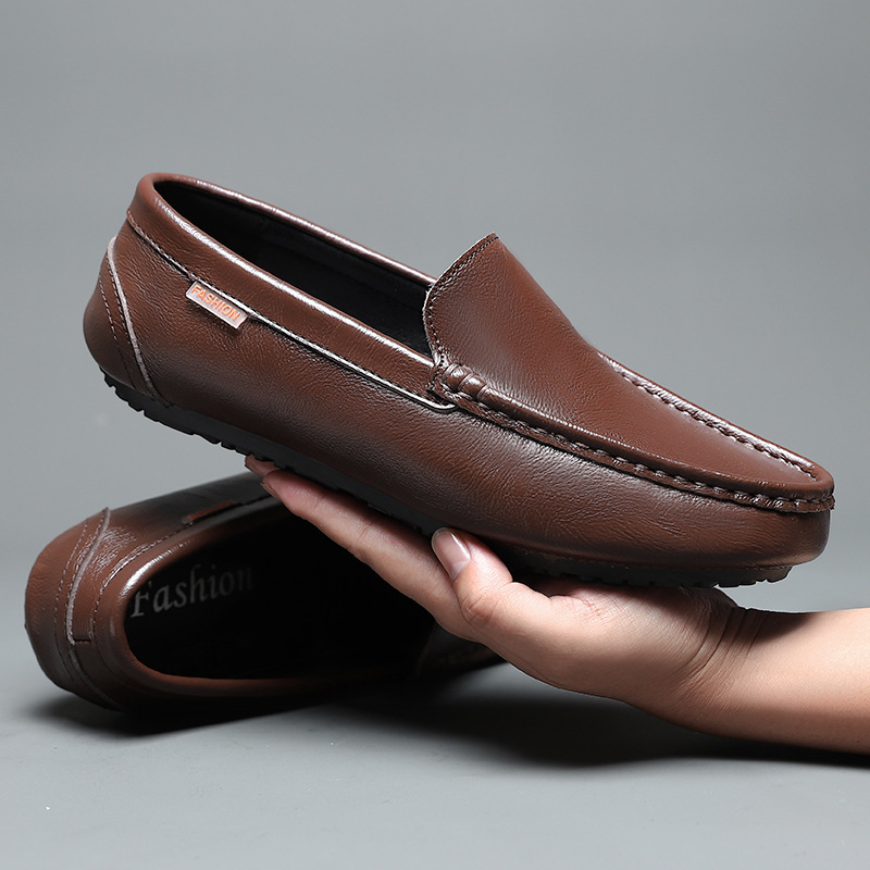 Soft Bottom Breathable One Pedal Male Slip-on Casual Leather Shoes foto 5