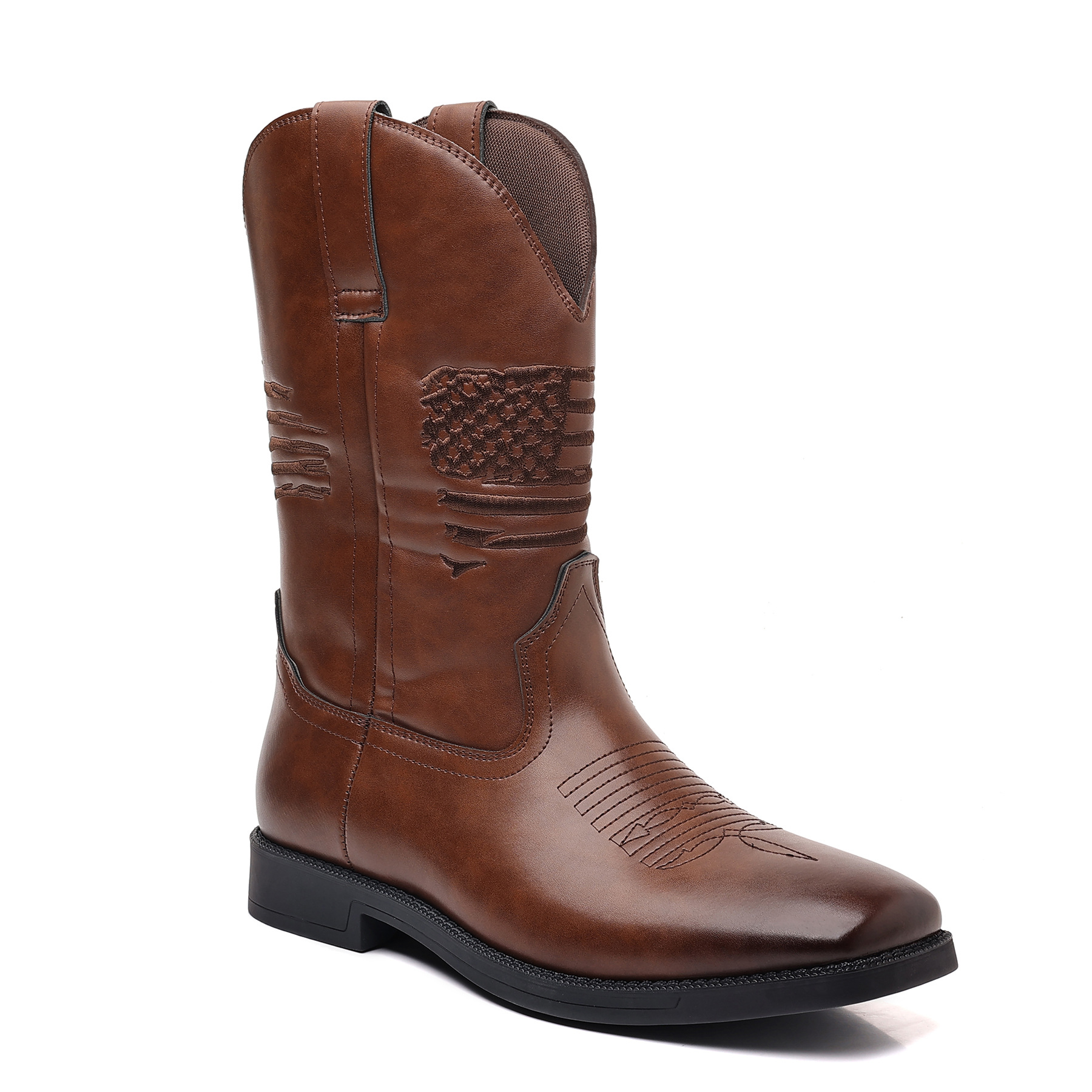 High Embroidered Retro Wide Head Cowboy Boot foto 4