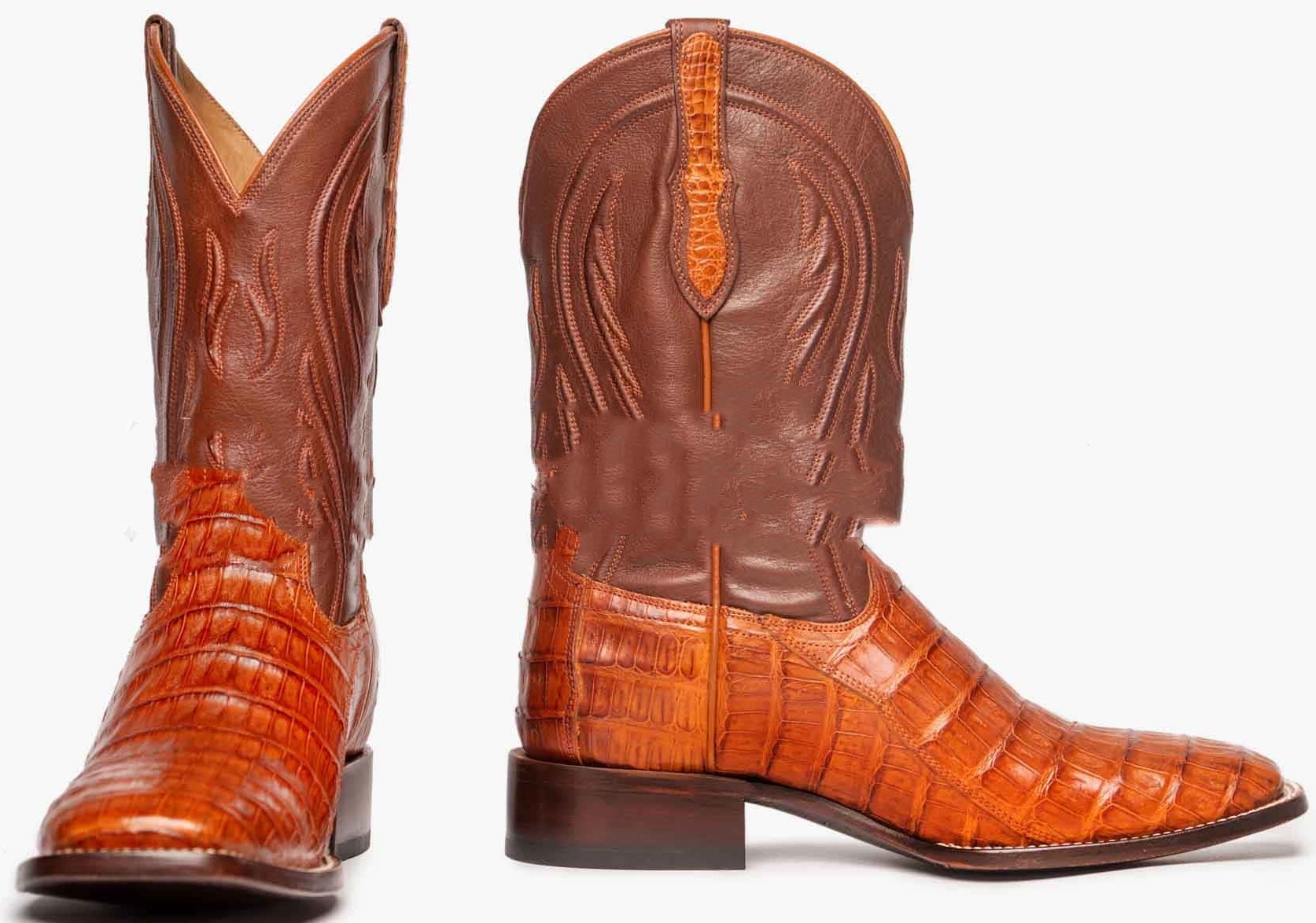 Embroidered Tube Edge Stitching Plaid Pointed Men's Boots foto 5