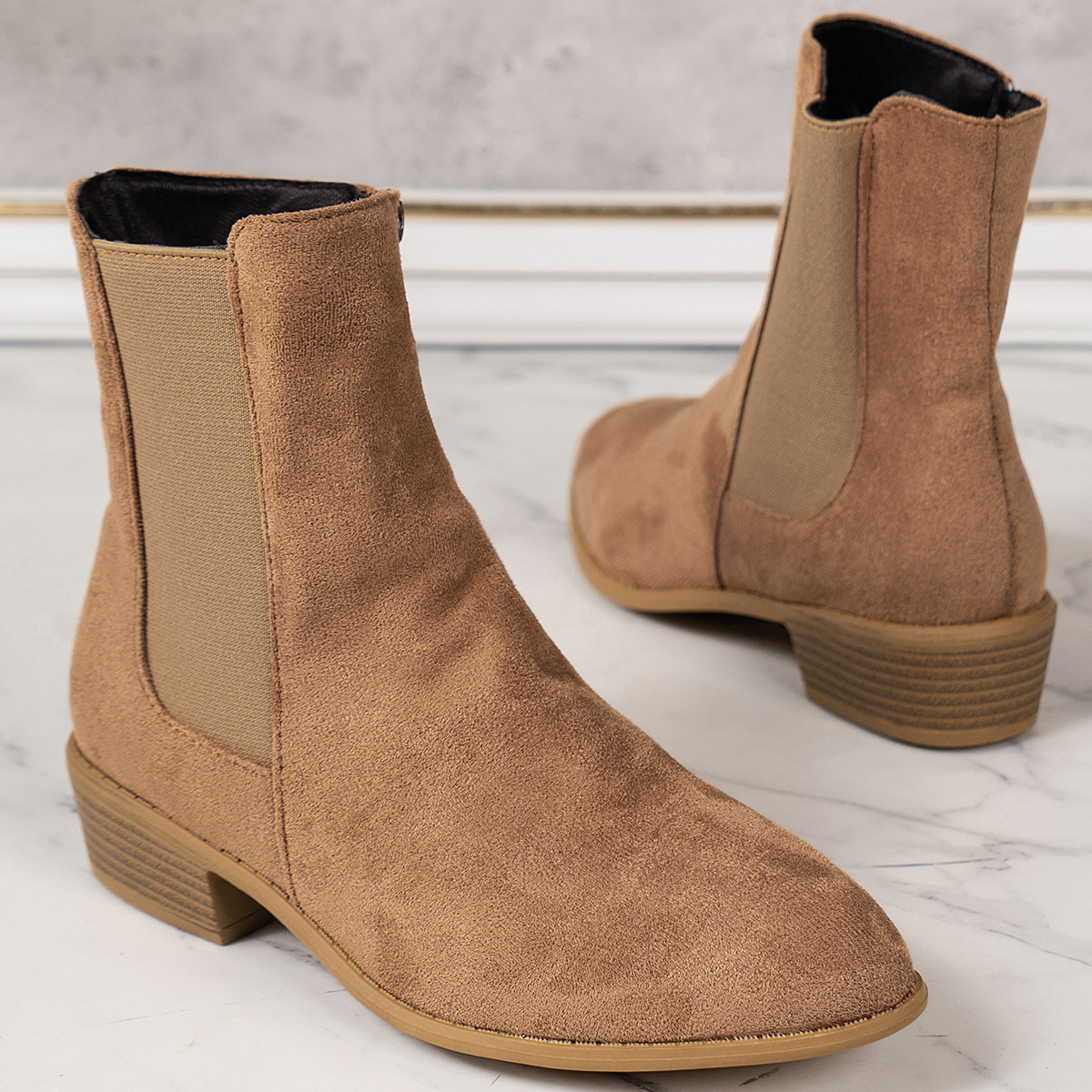 British Style Plus Size Thin Mid-calf Length Boots foto 5