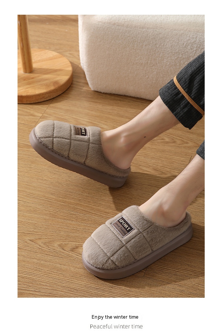 Men's Cotton Winter Household Woolen Thick Bottom And Warm Keeping Slippers foto 4