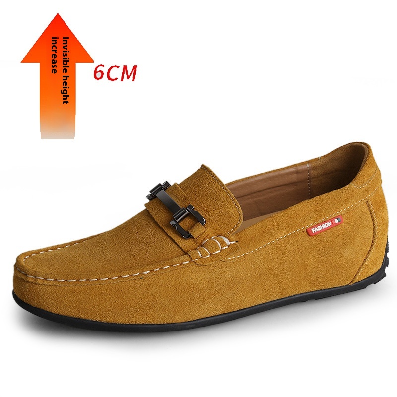 Matte Suede Cowhide Invisible Height Increasing Insole 8CM Men's Lazy Daily Driving Shoes foto 3