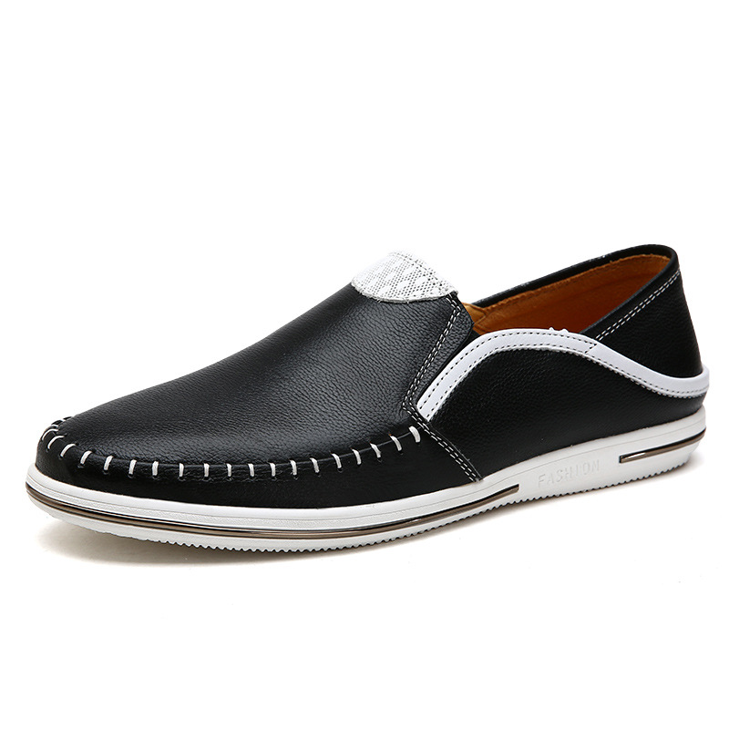 Handmade Stitching Pumps Men's New Summer Top Layer Cowhide Men's Shoes Breathable Men's Casual Leather Shoes Gommino One Piece foto 4