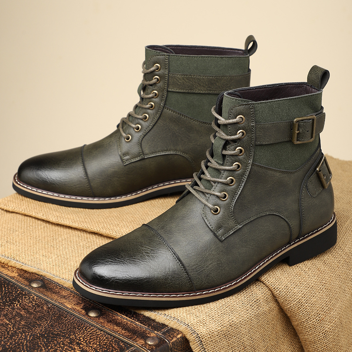 Non-slip Retro Mid-Top Pointed Men's Casual Martin Boots foto 3