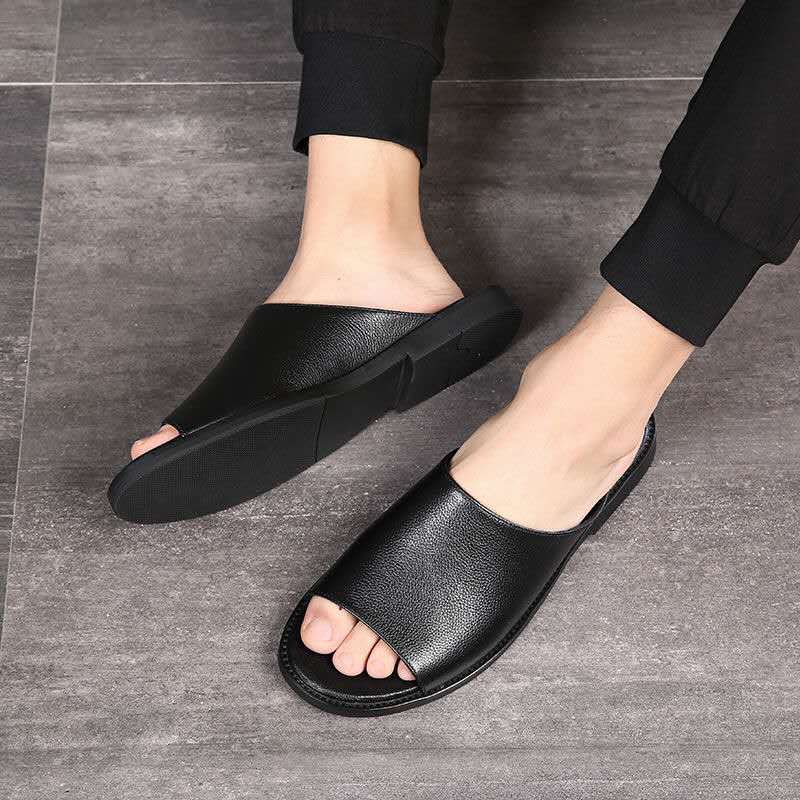 Men's Summer Leather Casual Sandal Slippers foto 4