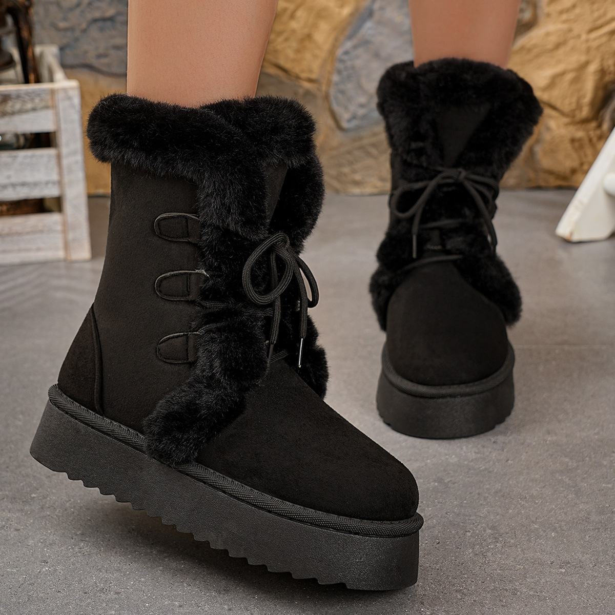 Women's Fashionable Low-Top Thick-Soled Casual Cotton Shoes foto 5