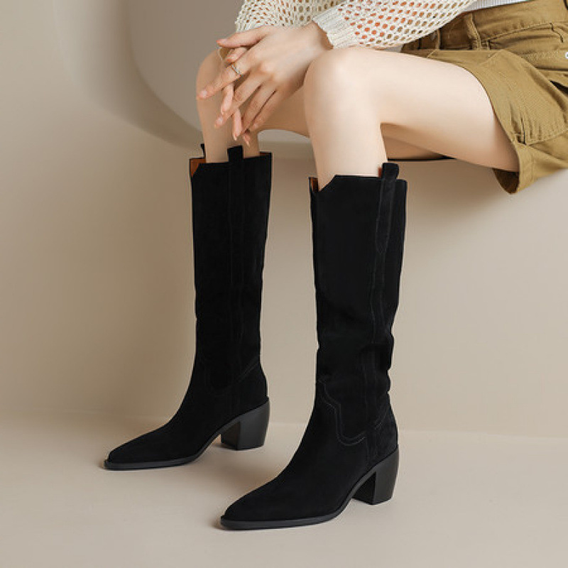 Womens Solid-Color Handmade Retro Long Boots For FallWinter foto 3