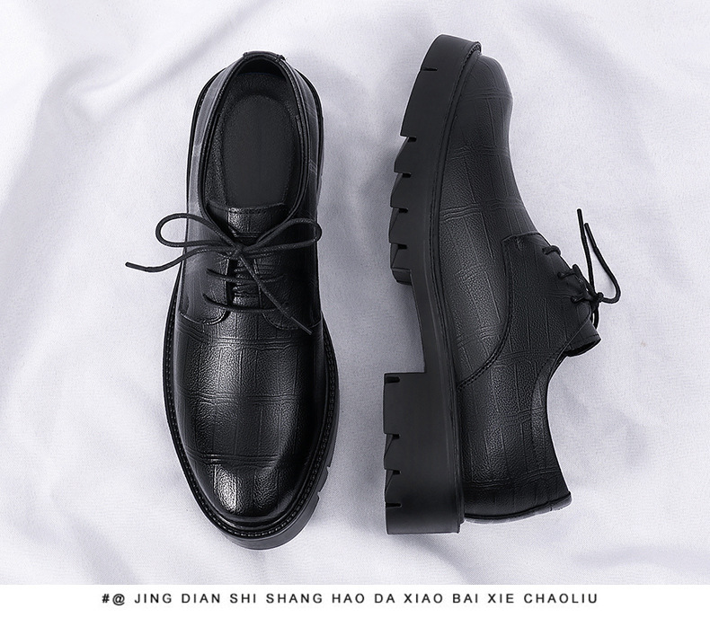 Inner Height Increasing Leather Men's 10cm Business Formal Wear Cowhide Black Casual Shoes foto 4