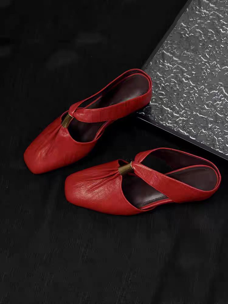 Womens French-toe Slippers With Pleated Sheepskin Lining foto 5