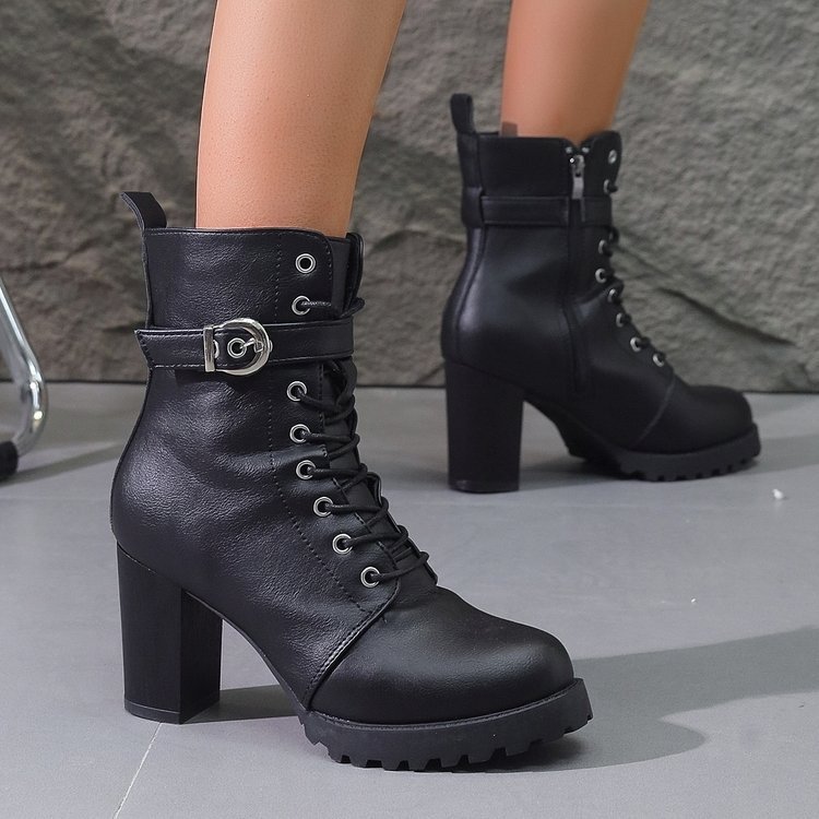 Autumn And Winter New Women's Plus Size Martin Boots Ankle Boots Belt Buckle foto 4