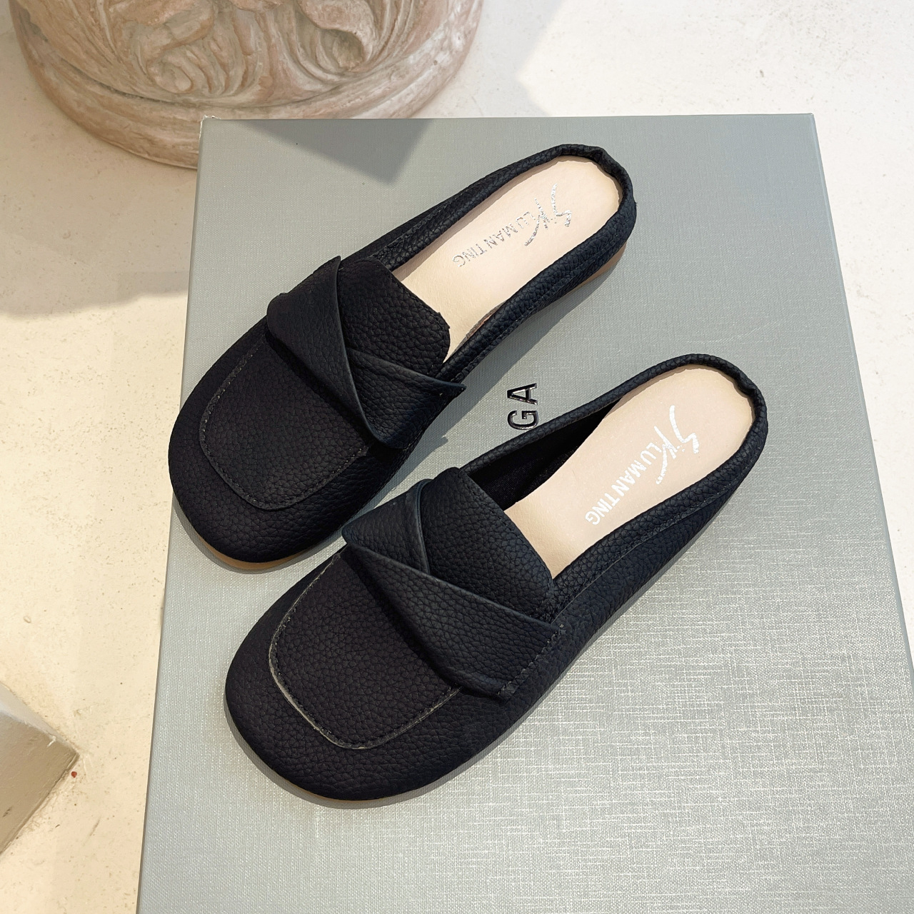 Closed Toe Loafers Half Slippers Women Soft Bottom Heel Grandma Shoes Sandals Women foto 4