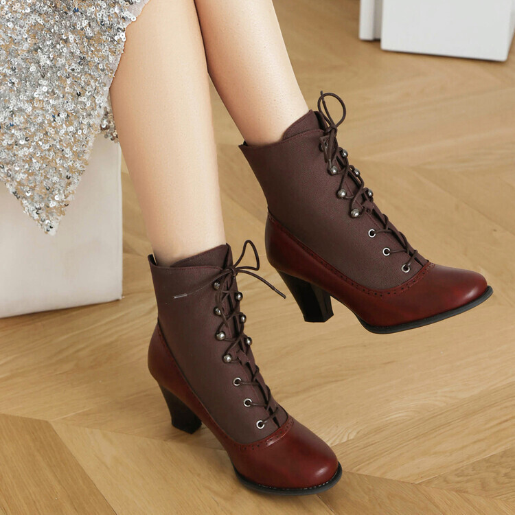 Retro British Style Cone-shaped Heel Martin Boots foto 3