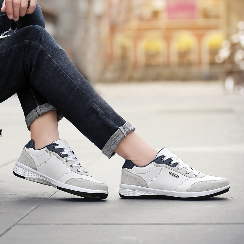 Fashion Light Sports Casual Men Shoes Autumn New Lace-Up Shoes Microfiber Leather Casual Shoes FLats Sneakers foto 5