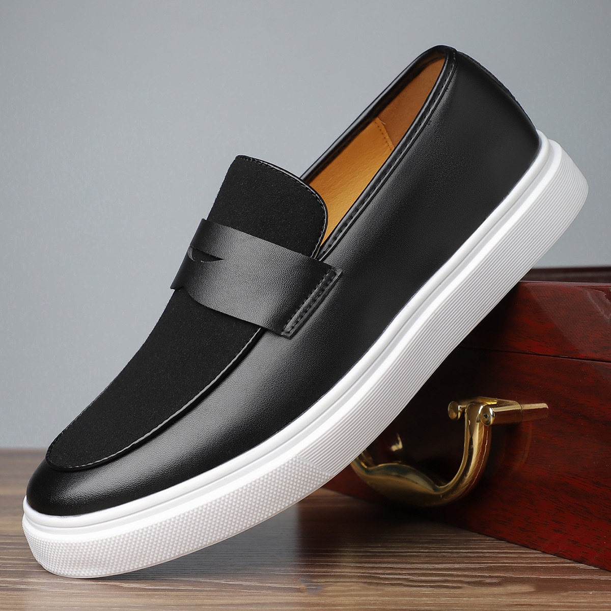Men's Slip-on Gommino British Style Casual Leather Shoes High-grade