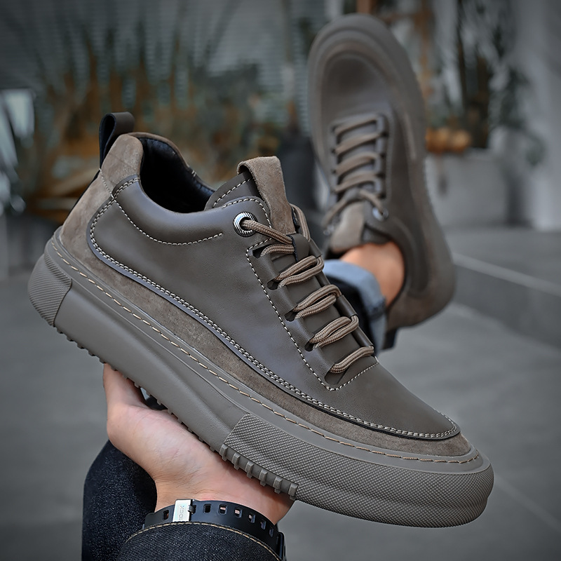 Genuine Leather Thick Bottom Soft Bottom Fashion Sports And Leisure Board Shoes foto 5