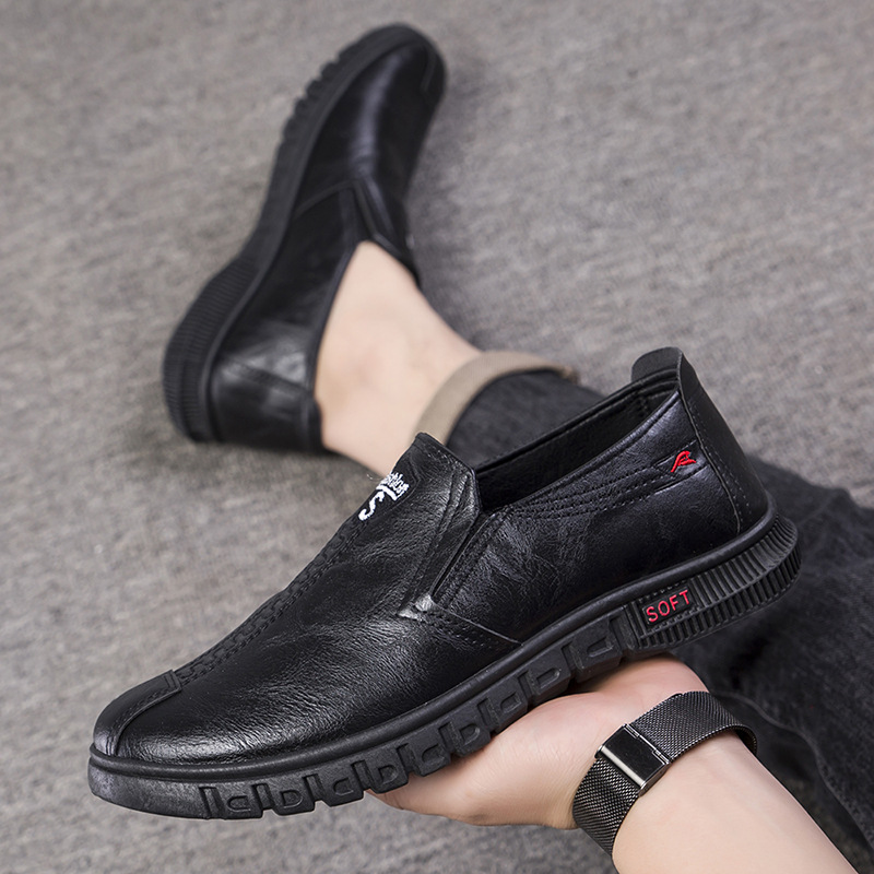 Black Chef Non-slip Waterproof Work Shoes Soft Bottom And Wear Resistance Casual Leather Shoes Men foto 4