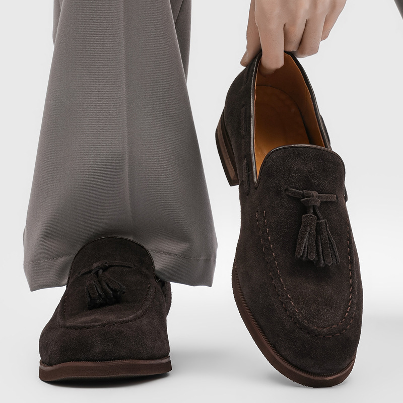 Mens Slip-on Leather Shoes Loafers For Commuting foto 4