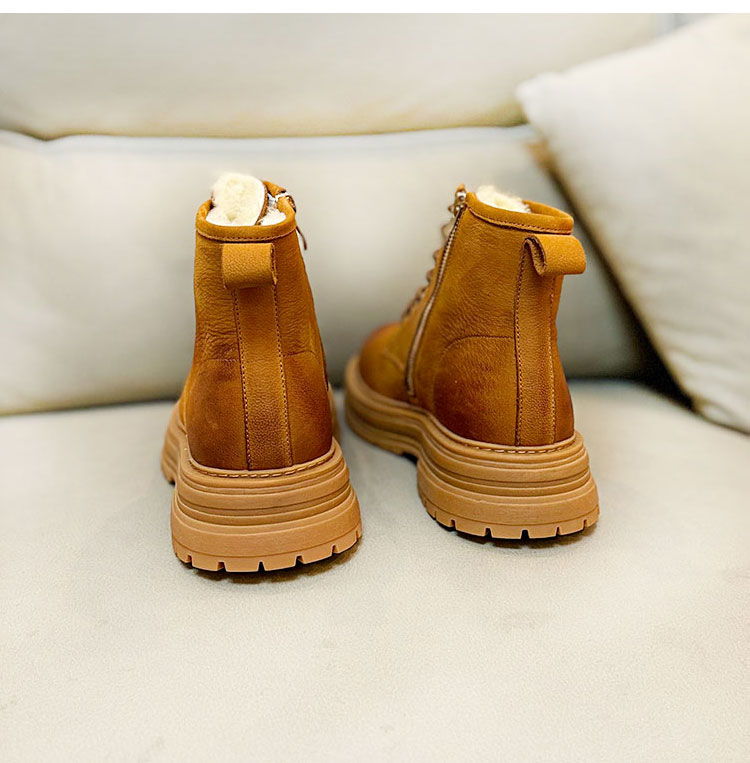 Sheepskin Fur Snow Boots Men's Thick Bottom Non-slip Dr Martens Boots foto 5