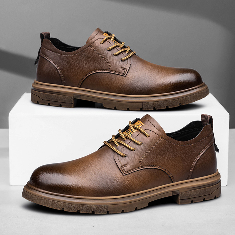 Cowhide Men's Business Platform Big Head Shoes foto 3