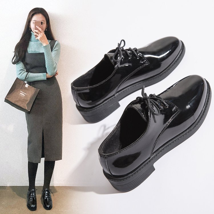 Black Retro Student Flat Hong Kong Style Casual Loafers foto 4