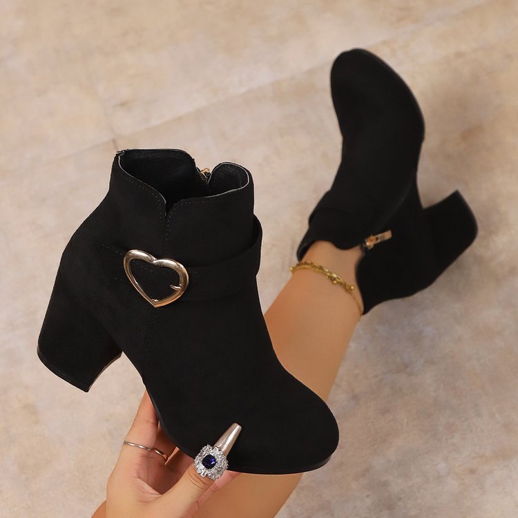 Plus-size British-style Square-toe High-heeled Versatile Womens Ankle Boots foto 2