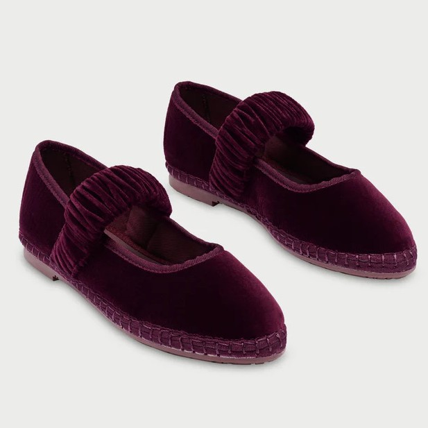 Pointed-toe Velvet Slip-on Ballet Flats With Elastic And Pleats foto 3