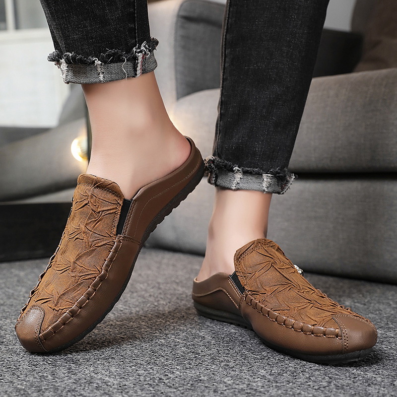 Men's Half Slippers Gommino Trendy Heel-free Men's Shoes Casual Lazy Slippers Gommino Semi Slippers foto 3