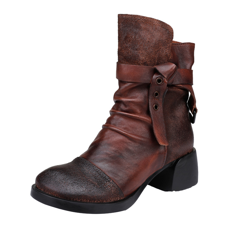 Fashion Personality Women's Retro Chunky Heel Ankle Boots foto 5