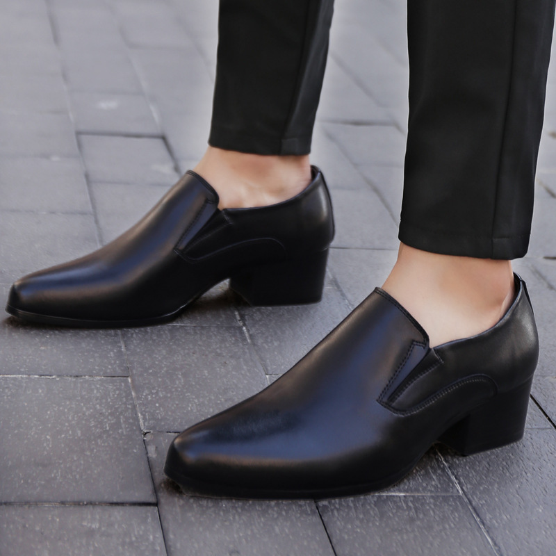 High Heel Pointed Leather Shoes Genuine Leather Men's Elevator Shoes foto 4