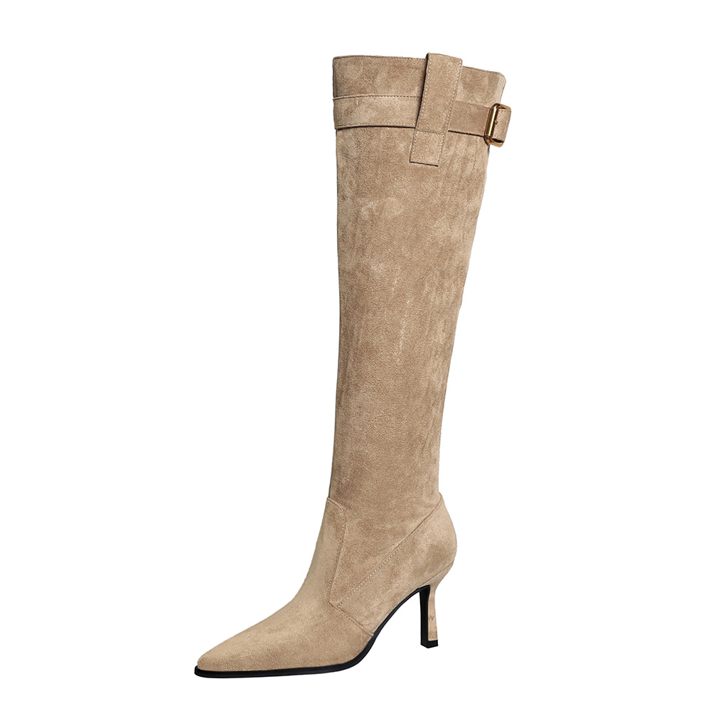 Winter Pointed Toe Skinny Stilettos Long Boots Female Pile Style Boots foto 5