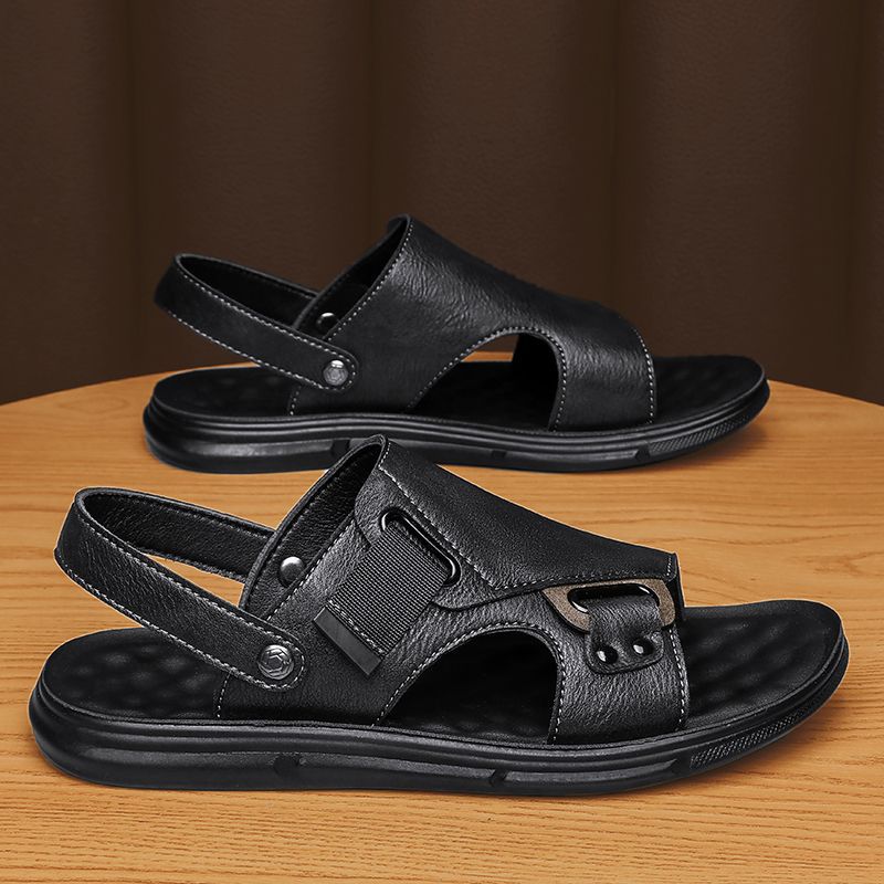Mens Leather Thick-Soled Non-Slip Beach Casual Soft-Soled Sandals foto 2