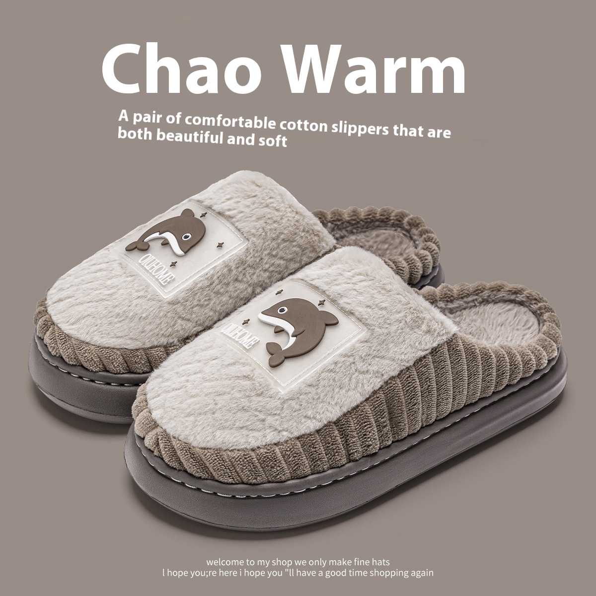 Non-slip Fleece-lined Warm Couple Fluffy Slippers foto 2